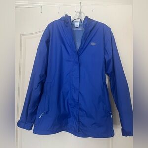 Helly Hansen Women’s Blue Hooded Rain Jacket – Size Large – Excellent Condition